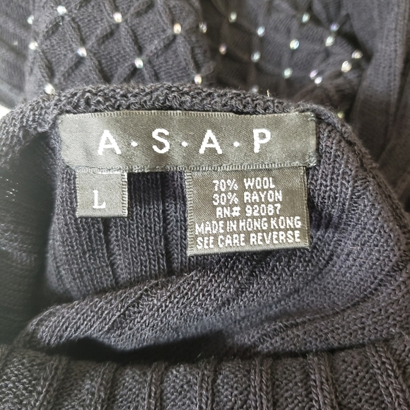 Vintage A.S.A.P Wool Beaded Ribbed Turtleneck Sweater-Size L - Picture 5 of 5